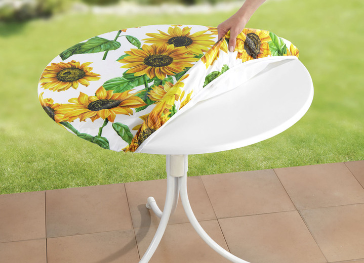 Tischdecken - Spann-Tischdecke mit Sonnenblumen-Dessin, in Größe 150 (ø 70– 86 cm) bis 190 (ø 85–105 cm), in Farbe MULTICOLOR Ansicht 1