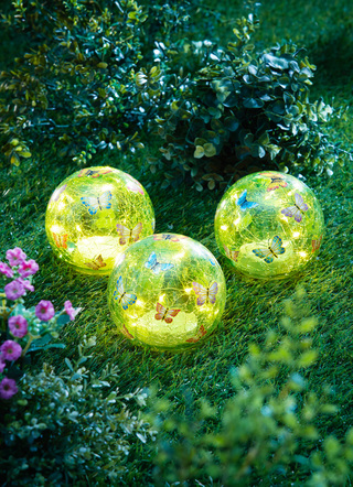 LED-Glaskugeln "Schmetterling", 3er-Set
