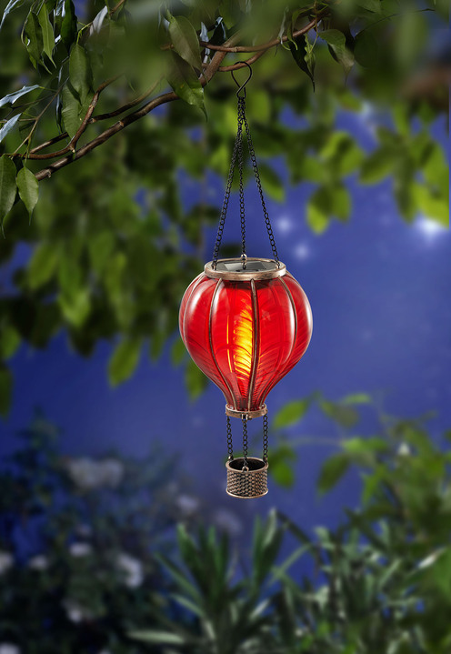 Gartenbeleuchtung - Solar-Heißluftballon mit Flackereffekt, in Farbe ROT