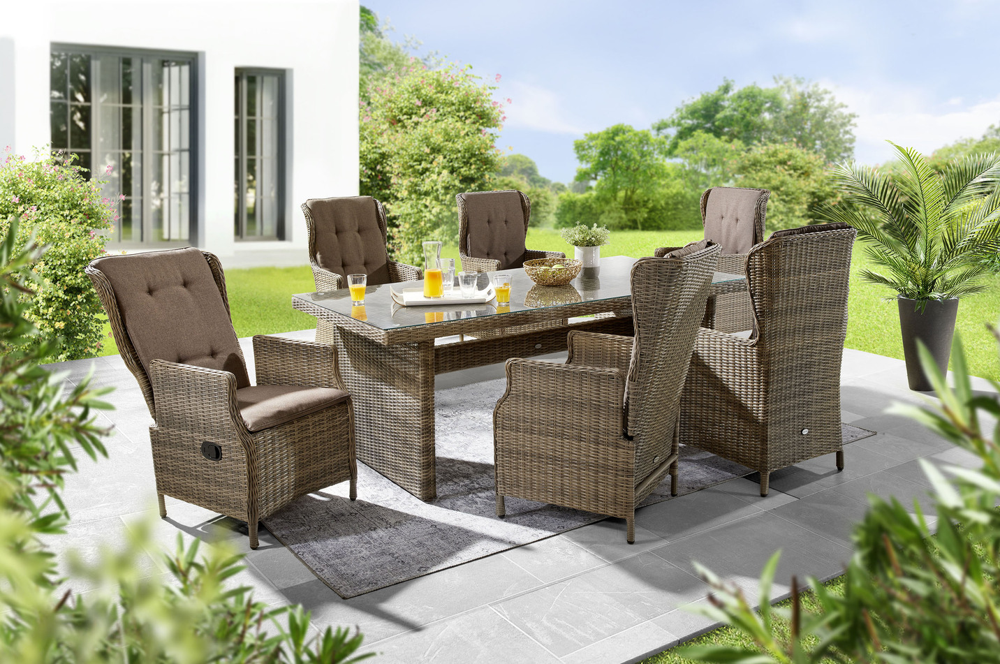 Gartenmöbel Riviera mit naturgrauen Kunststoffgeflecht Gartenmöbel