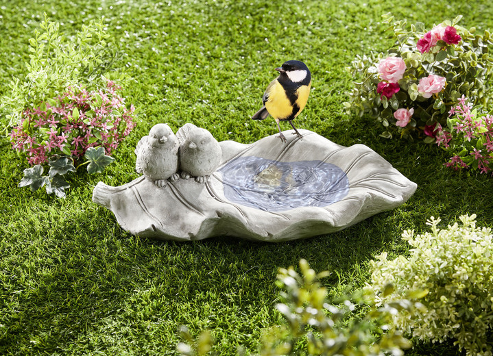 Gartendekoration - Vogeltränke aus Kunststein, in Farbe GRAU Ansicht 1