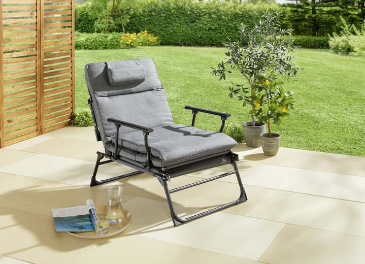 Gartenmöbel - Gartenliege 2 in 1 mit zusätzlichem Kopfkissen, in Farbe GRAU-SCHWARZ Ansicht 3