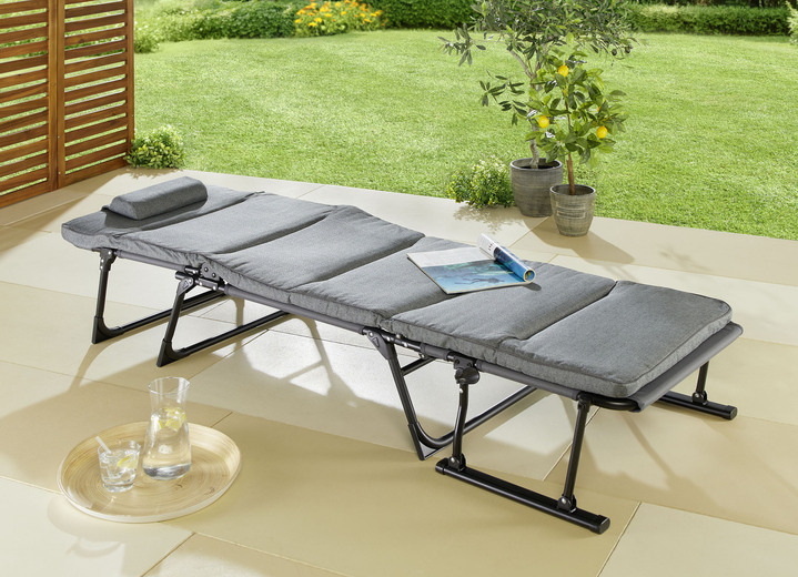 Gartenmöbel - Gartenliege 2 in 1 mit zusätzlichem Kopfkissen, in Farbe GRAU-SCHWARZ Ansicht 4