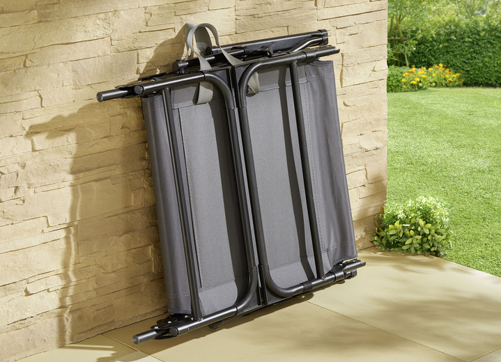 Gartenmöbel - Gartenliege 2 in 1 mit zusätzlichem Kopfkissen, in Farbe GRAU-SCHWARZ Ansicht 5