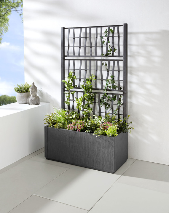 Blumentöpfe und Pflanzgefäße - Pflanzkasten aus recyceltem Polypropylen, in Farbe WEISS, in Ausführung Ohne Spalier, schmal Ansicht 13