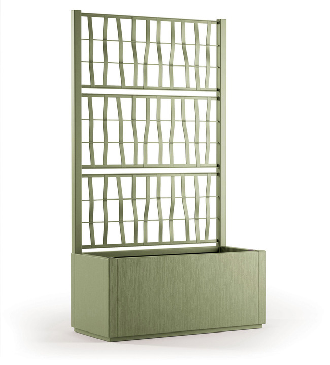 Blumentöpfe und Pflanzgefäße - Pflanzkasten aus recyceltem Polypropylen, in Farbe WEISS, in Ausführung Ohne Spalier, schmal Ansicht 8