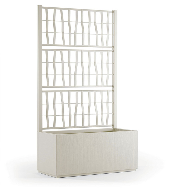 Blumentöpfe und Pflanzgefäße - Pflanzkasten aus recyceltem Polypropylen, in Farbe WEISS, in Ausführung Ohne Spalier, schmal Ansicht 10