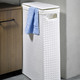 Badezimmermöbel - Wäschekorb mit Polyrattan-Geflecht, in Farbe WEISS