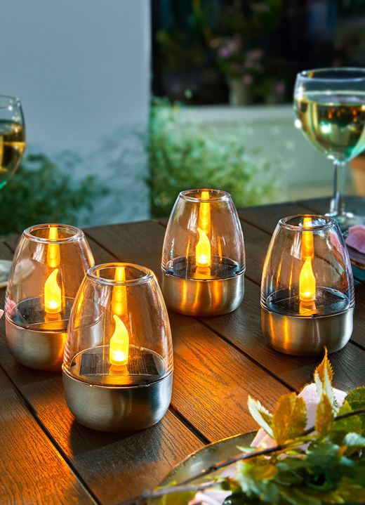 Gartenbeleuchtung - Solar-Windlichter, 4er-Set, in Farbe SILBER-TRANSPARENT Ansicht 3