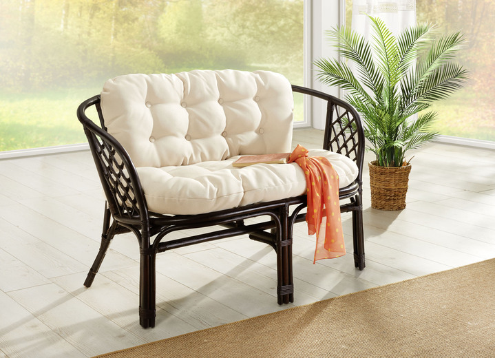 Stühle & Sitzbänke - Handgeflochtene Rattanmöbel, in Farbe BRAUN-CREME, in Ausführung Rattanbank, Zweisitzer Ansicht 1