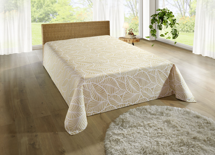 Tagesdecken - Tagesdecke und Kissenbezüge mit naturnahen Blättermotiven, in Größe 873 (Einzelbett, 135x210 cm) bis 924 (Kissenbezug, 40 x 80 cm), in Farbe BEIGE Ansicht 10