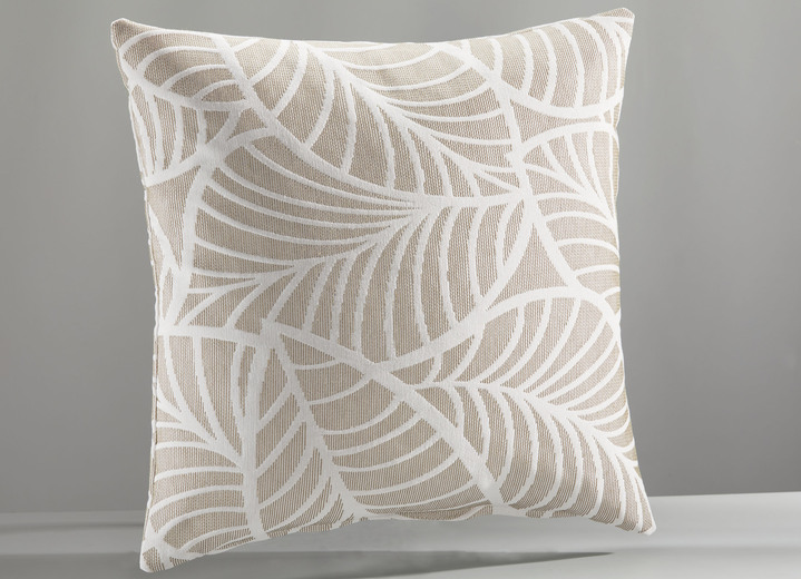 Tagesdecken - Tagesdecke und Kissenbezüge mit naturnahen Blättermotiven, in Größe 873 (Einzelbett, 135x210 cm) bis 924 (Kissenbezug, 40 x 80 cm), in Farbe BEIGE Ansicht 1