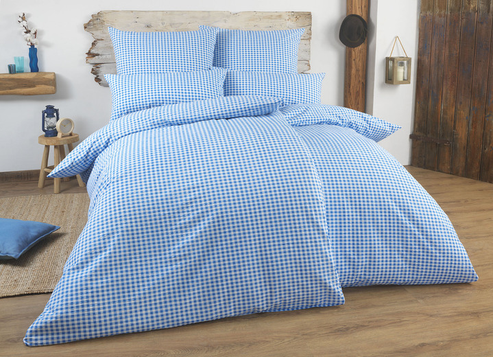 Florella - Bettwäsche-Garnitur mit Reißverschluss, in Größe 111 (40x80 cm + 135x200 cm) bis 115 (80x80 cm + 155x220 cm), in Farbe BLAU Ansicht 1