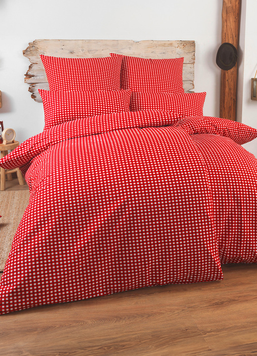Florella - Bettwäsche-Garnitur mit Reißverschluss, in Größe 111 (40x80 cm + 135x200 cm) bis 115 (80x80 cm + 155x220 cm), in Farbe ROT Ansicht 2
