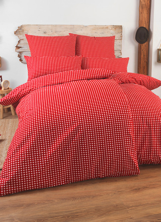 Florella - Bettwäsche-Garnitur mit Reißverschluss, in Größe 111 (40x80 cm + 135x200 cm) bis 115 (80x80 cm + 155x220 cm), in Farbe ROT