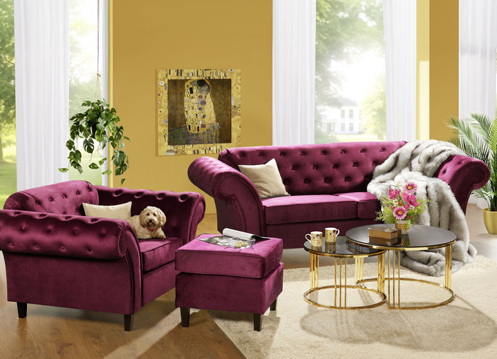 Polstergruppen - Außergewöhnliche Polstermöbel auf stabilem Holzgrundgestell, in Farbe BLAU, in Ausführung Dreisitzer Ansicht 7