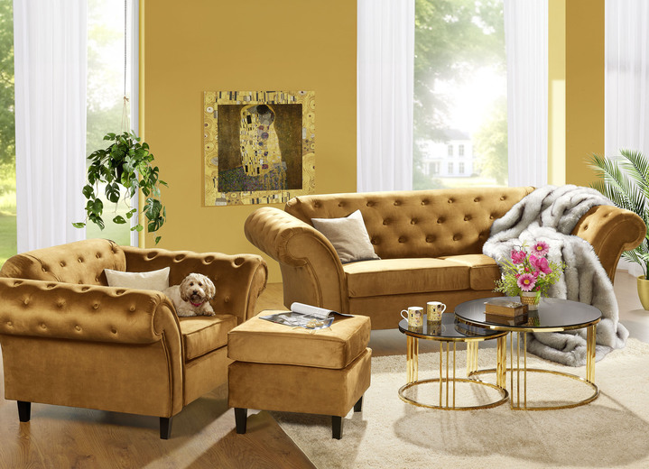 Polstergruppen - Außergewöhnliche Polstermöbel auf stabilem Holzgrundgestell, in Farbe BLAU, in Ausführung Dreisitzer Ansicht 5