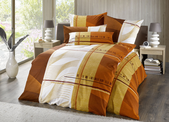 Florella - Soft-Biber Bettwäsche-Garnitur, in Größe 111 (40x80 cm + 135x200 cm) bis 115 (80x80 cm + 155x220 cm), in Farbe TERRA Ansicht 2