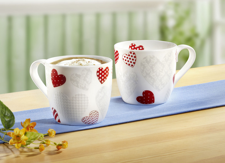 Geschirr - Henkelbecher Feel the Love aus dem Hause Könitz, in Farbe WEISS-ROT Ansicht 2