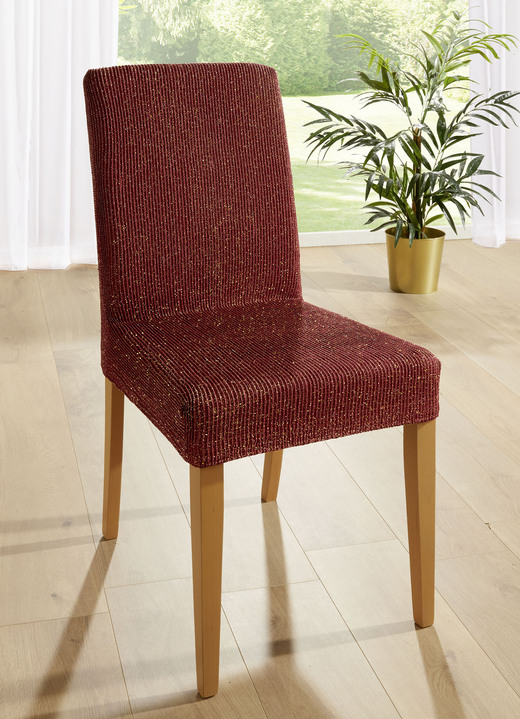 SALE % - Stretch-Stuhlbezug mit Glanzgarn, in Farbe BORDEAUX Ansicht 1