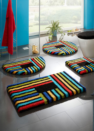 Badgarnituren - Badvorleger mit rutschhemmender Rückseite von Grund, in Größe 100 (Vorleger halbrund, 50/ 80 cm) bis 112 (WC-Deckelbezug, 47/ 50 cm), in Farbe BUNT – Farbe BUNT – Ansicht 