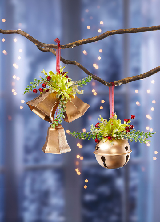 - Weihnachtliche Aufhänger, 2er-Set, in Farbe GOLD-GRÜN