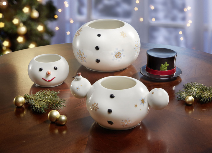 Villeroy & Boch - Gebäckdose Schneemann von Villeroy & Boch, in Farbe WEISS-ROT-SCHWARZ Ansicht 2