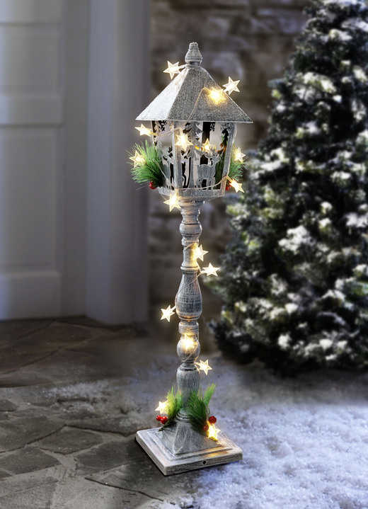 Außendekorationen - Metall-Laterne mit Timerfunktion, in Farbe WEISS Ansicht 1