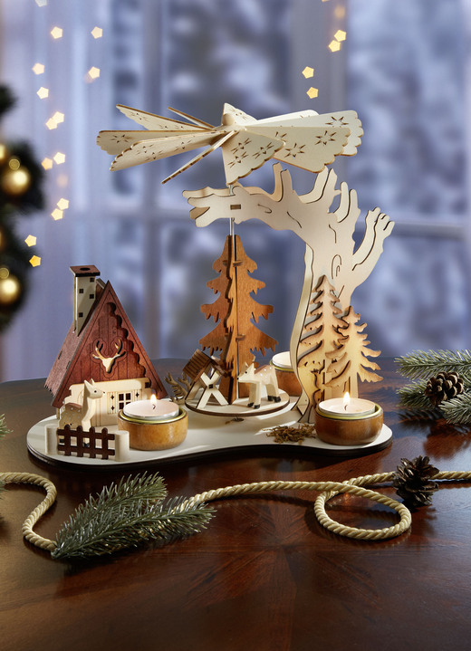 Weihnachten - Tischpyramide aus Holz, in Farbe NATUR-BRAUN