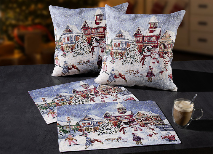 - Kissenbezug oder Platzset mit Winterlandschaft, in Größe 100 (Platzset, 33x46 cm) bis 904 (Kissenbezug, 45x45 cm), in Farbe BUNT Ansicht 2