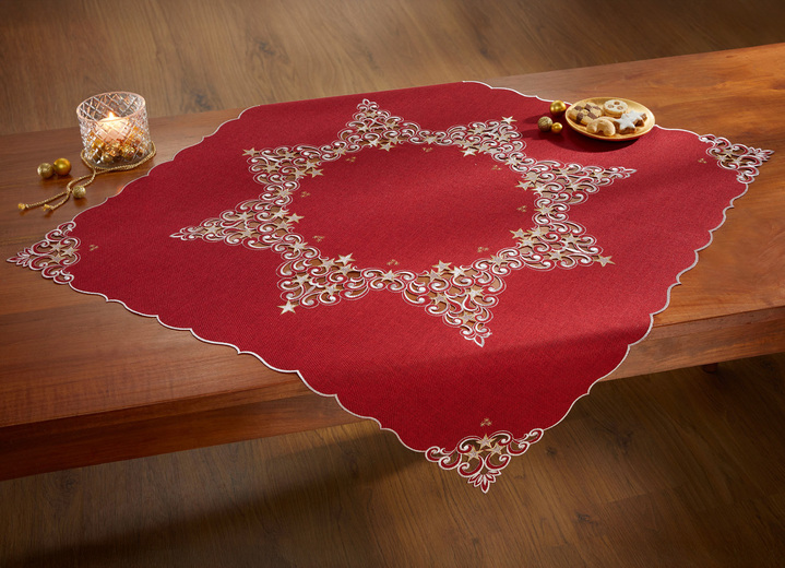 Tischdecken - Tischdecke mit aufwendigen Stickereien, in Größe 101 (Deckchen, 35x 50 cm) bis 404 (Kissenbezug, 40x 40 cm), in Farbe ROT Ansicht 7