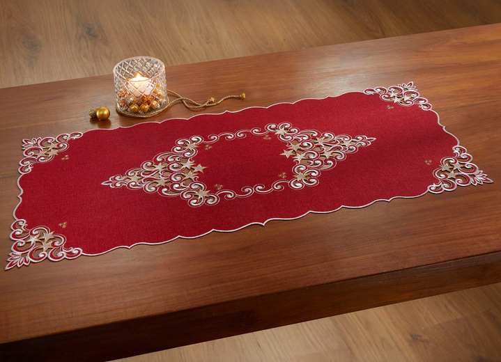 Tischdecken - Tischdecke mit aufwendigen Stickereien, in Größe 101 (Deckchen, 35x 50 cm) bis 404 (Kissenbezug, 40x 40 cm), in Farbe SEKT Ansicht 6