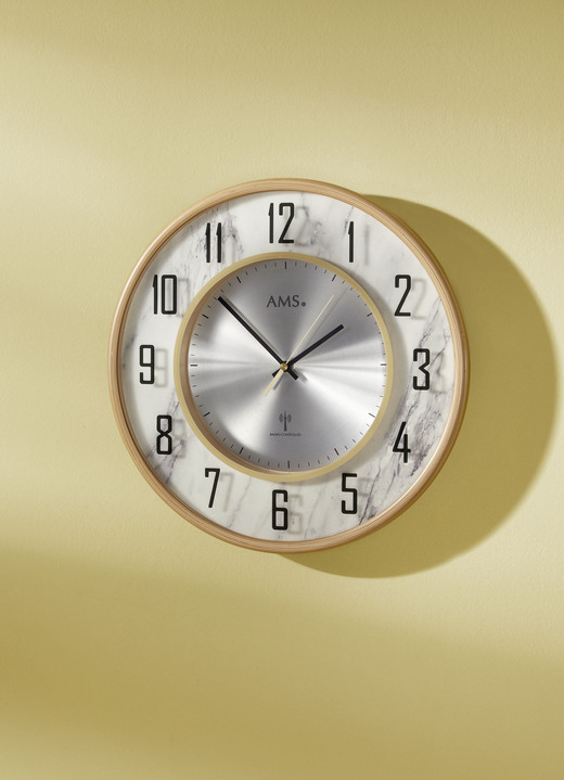 Uhren - Wanduhr in Marmor-Optik, in Farbe WEISS-GRAU
