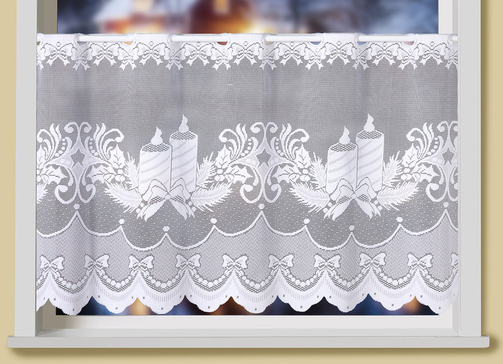 - Kurzstore mit Stangendurchzug und gebogtem Abschluss, in Größe 860 (H50xB102 cm) bis 872 (H50xB138 cm), in Farbe WEISS Ansicht 2