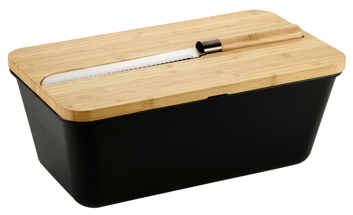 Schüsseln & Behälter - Brotbox mit integriertem Brotschneidemesser, in Farbe SCHWARZ Ansicht 1