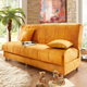 Schlafsofas - Schlafsofa mit Bettkasten und Dekokissen, in Farbe BRAUN – Farbe SAFRAN – Ansicht 1