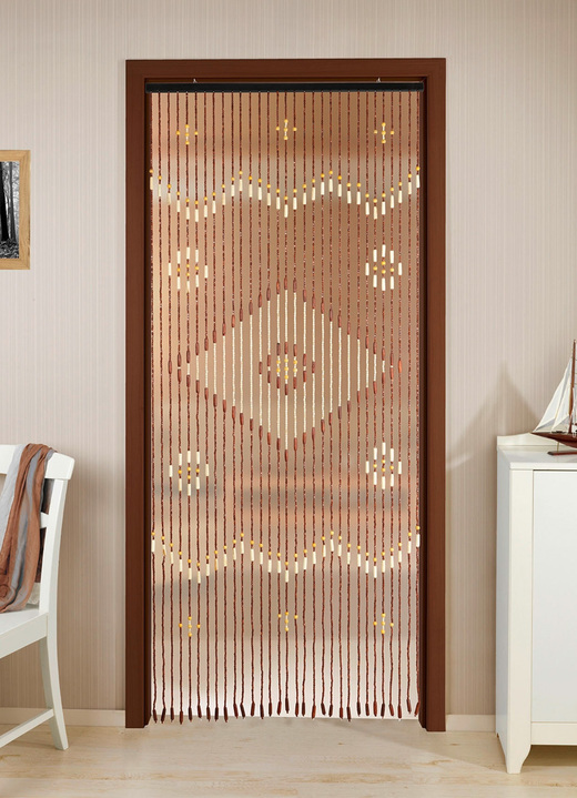 Vorhänge - Türvorhang aus echten Holzperlen, in Farbe BUNT, in Ausführung Holzperlen-Türvorhang 
