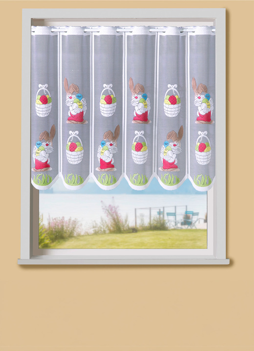 Kurzgardinen - Handcolorierter Kurzstore mit Stangendurchzug, in Größe 856 (H 60xB 90 cm) bis 894 (H100xB150 cm), in Farbe BUNT