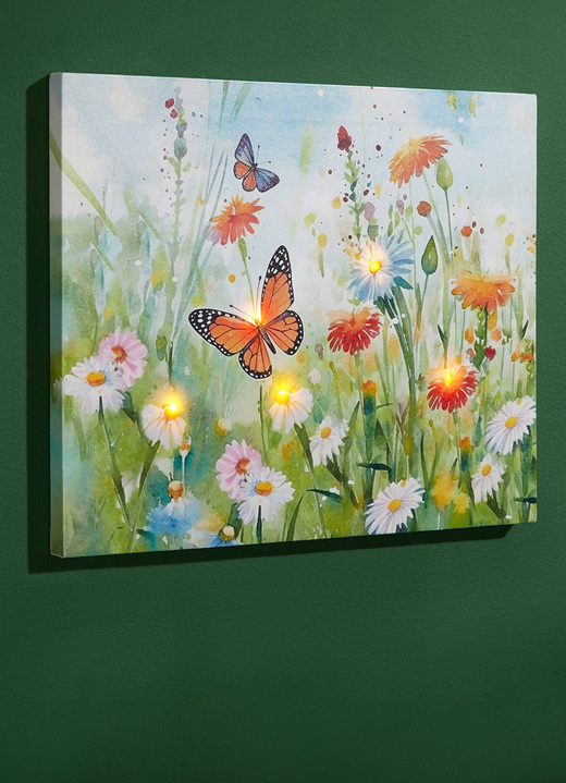 Blumen - LED-Leinwandbild auf Holzrahmen, in Farbe BUNT