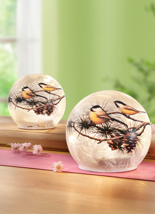 Wohnaccessoires - Beleuchtete Kugel, 2er-Set, in Farbe BRAUN-GELB-GRÜN