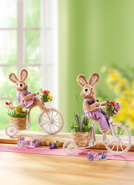 - Hase auf Fahrrad, in Farbe BUNT, in Ausführung Hase mit lilafarbener Latzhose Ansicht 2