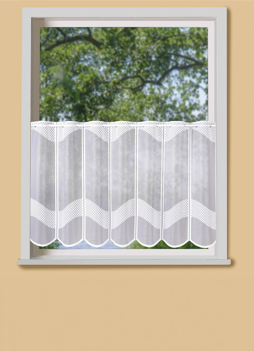 Kurzgardinen - Handcolorierter Kurzstore Ansicht 4 Kurzgardinen - Handcolorierter Kurzstore, in Größe 856 (H60xB 98 cm) bis 884 (H90xB148 cm), in Farbe WEISS-BLAU Ansicht 4