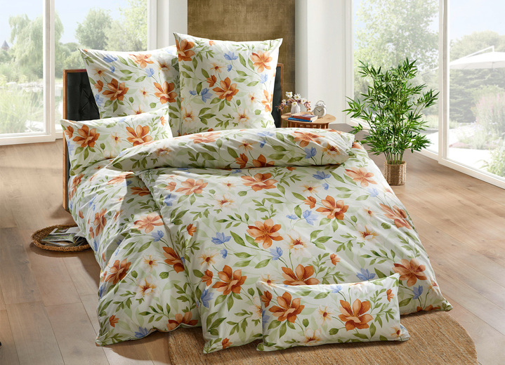 Bettwäschegarnituren - Fein-Renforcé Bettwäsche aus 100% Baumwolle, in Größe 111 (40x80 cm + 135x200 cm) bis 115 (80x80 cm + 155x220 cm), in Farbe CREME-FLIEDER Ansicht 3