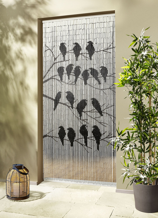 Vorhänge - Bambusvorhang mit Vogelmotiv, in Farbe SCHWARZ-WEISS