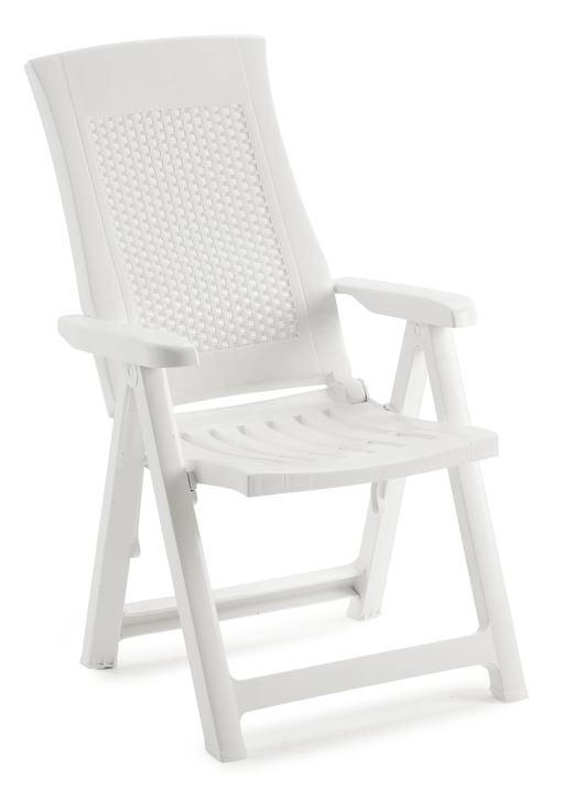 Gartenmöbel - Gartenmöbel-Serie mit attraktivem Rattan-Dekor, in Farbe WEISS, in Ausführung Klappsessel Ansicht 1