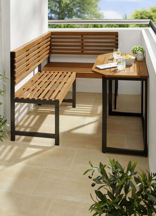Gartenmöbel - Balkonmöbel aus Akazienholz, in Farbe SCHWARZ-BRAUN, in Ausführung Balkon-Klapptisch Ansicht 1