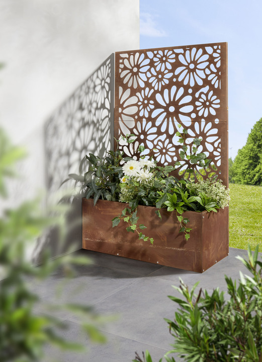 Blumentöpfe und Pflanzgefäße - Pflanzkasten mit Spalier, in Farbe ROST, in Ausführung schmal Ansicht 4