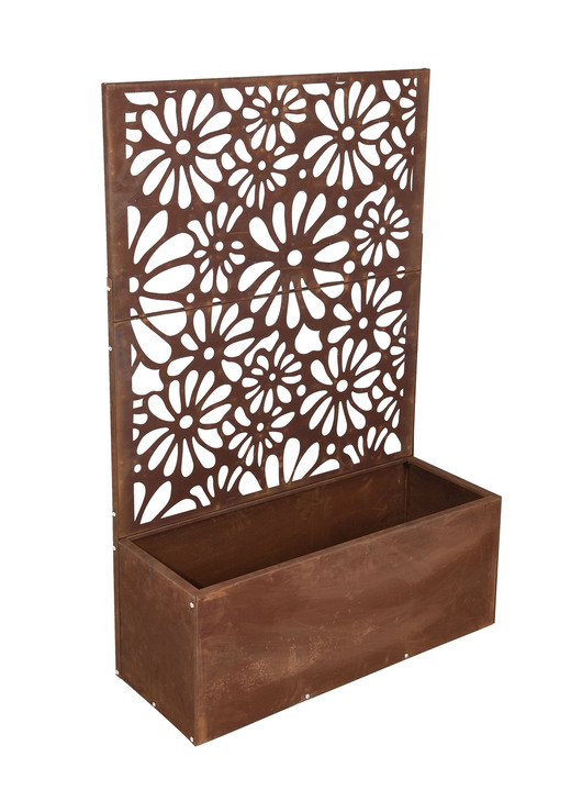 Blumentöpfe und Pflanzgefäße - Pflanzkasten mit Spalier, in Farbe ROST, in Ausführung schmal Ansicht 5