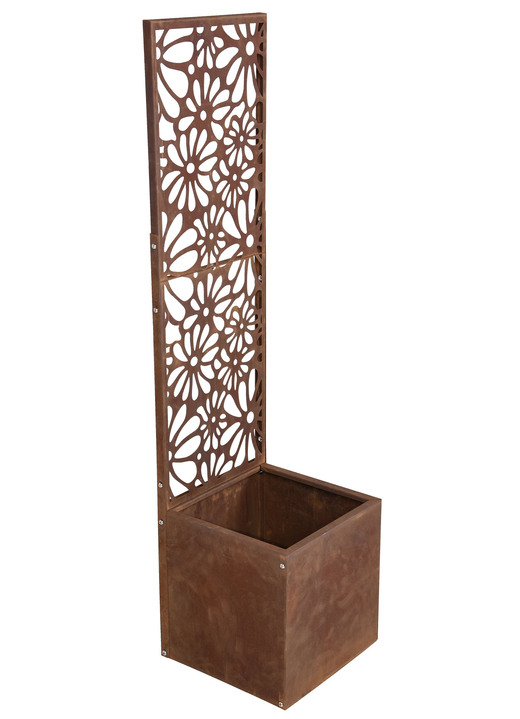 Blumentöpfe und Pflanzgefäße - Pflanzkasten mit Spalier, in Farbe ROST, in Ausführung schmal Ansicht 2