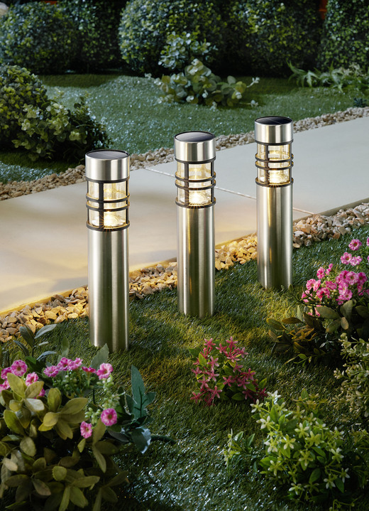 Gartenbeleuchtung - Solar-Wegeleuchte, 3er-Set, in Farbe SCHWARZ